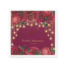 Luz de Corda Dourada Rosa Vermelha Estrelas Quince