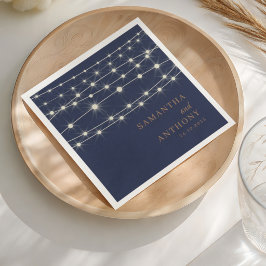 Guardanapo De Papel Luzes azuis e douradas elegantes