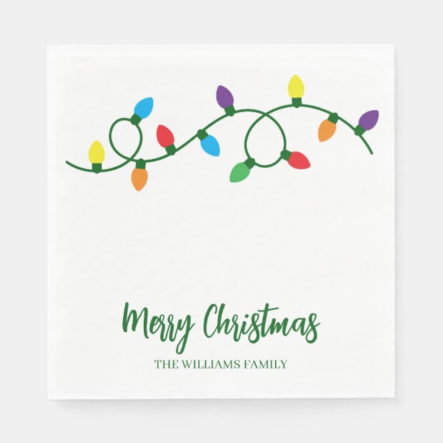 Guardanapo De Papel Luzes de árvore de Natal alegre  (Frente)