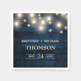 Guardanapo De Papel Luzes de Corda de Madeira Azul Marinho Russo