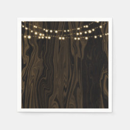 Guardanapo De Papel Luzes de Corda de Madeira Marrom Rústico Caprichos