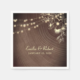 Guardanapo De Papel Luzes de Corda de Madeira Rústica Casamento