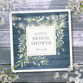 Guardanapo De Papel Luzes de Corda de Madeira Rústica Verdejante Noiva