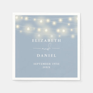 Guardanapo De Papel Luzes de Corda Elegantes Casamento Azul Empoeirado