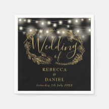 Luzes de Corda Floral Preto e Dourado Casamento