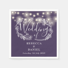 Guardanapo De Papel Luzes de Corda Floral Roxo Casamento