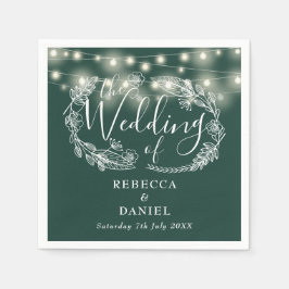 Guardanapo De Papel Luzes de Corda Floral Verde Esmeralda Casamento