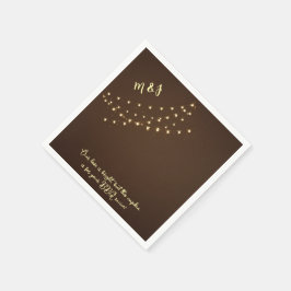 Guardanapo De Papel Luzes de Corda Marrom e Dourado Elegantes Casament