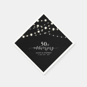 Guardanapo De Papel Luzes de Corda   Preto 50º Aniversário de Casament