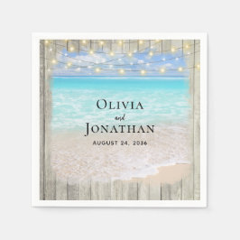 Guardanapo De Papel Luzes de Corda Rústicas de Praia para Casamento