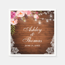 Guardanapo De Papel Luzes de Jarro de Madeira Rústica para Casamento c