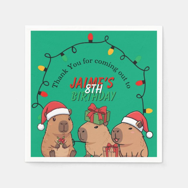 Guardanapo De Papel Luzes de Natal de Aniversário de Capivara (Frente)