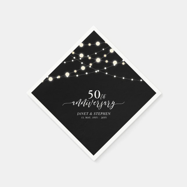 Guardanapo De Papel Luzes de string | 50.o Aniversário de Casamento Ne (Canto)