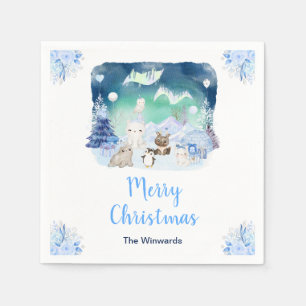 Guardanapo De Papel Luzes do Norte Animais Árticos Feliz Natal