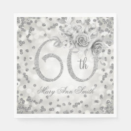 Guardanapo De Papel Luzes Florais de Silver 60º Aniversário