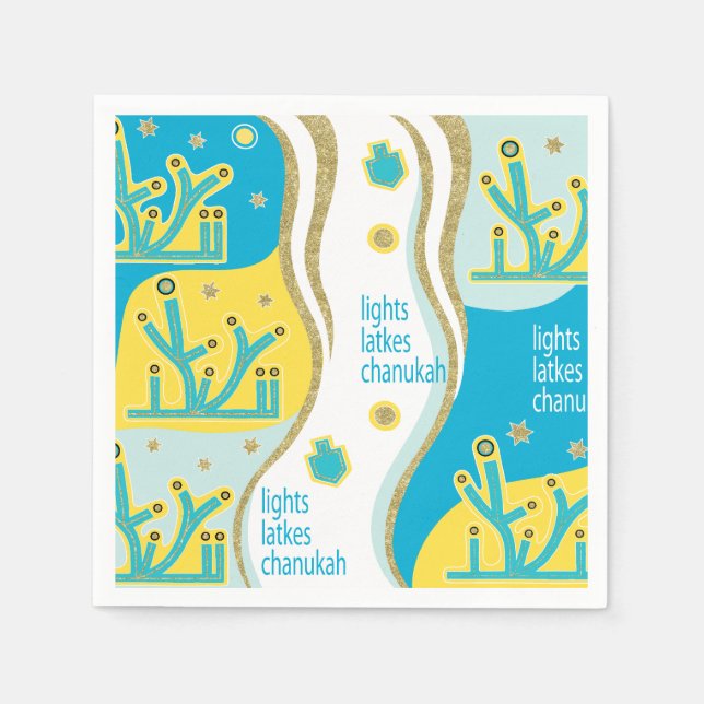 Guardanapo De Papel Luzes latem Chanukah (Frente)