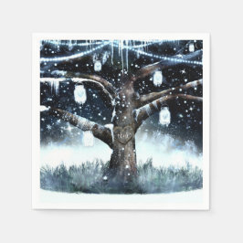Guardanapo De Papel Luzes Rústicas de Árvore para Winter Wonderland em