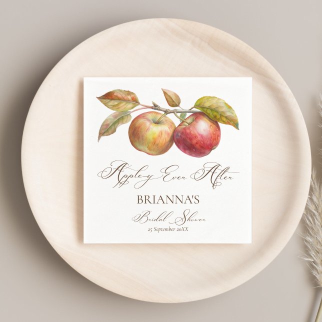 Guardanapo De Papel Maçã para sempre depois da queda da maçã chá de no (Appley ever after apple fall bridal shower personalized monogrammed printed napkins table decor)