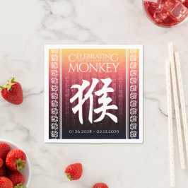Guardanapo De Papel Macaco 猴 Vermelho Símbolo Lunar do Zodíaco Chinês