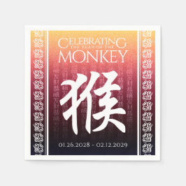 Guardanapo De Papel Macaco 猴 Vermelho Símbolo Lunar do Zodíaco Chinês