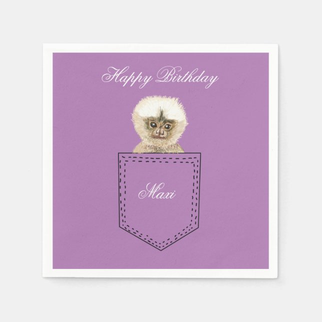 Guardanapo De Papel Macaco de bolso de aniversário personalizado (Frente)
