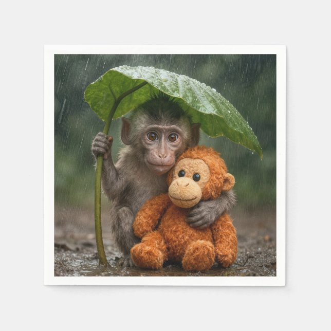 Guardanapo De Papel Macaque Monkey with Orange Orangutan (Frente)