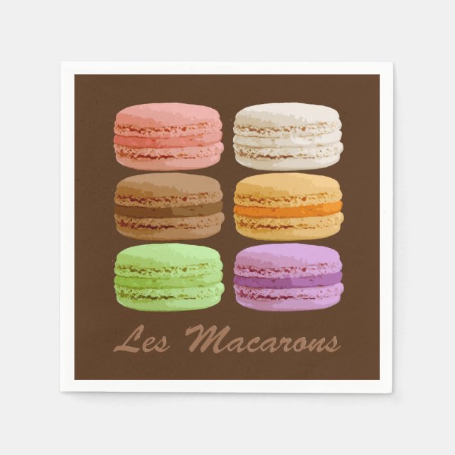 Guardanapo De Papel Macarões Franceses, Pastéis Multicolores 3 Elo (Frente)