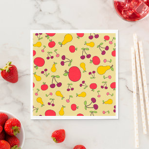 Guardanapo De Papel Maçãs de Fruta Coloridas, Cerejas e Peras
