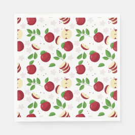 Guardanapo De Papel Maçãs Vermelhas, Blossomas e Padrão Verde