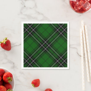 Guardanapo De Papel MacLean Tartan Verde e Xadrez Preta