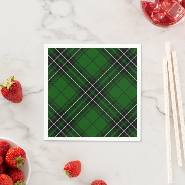 Guardanapo De Papel MacLean Tartan Verde e Xadrez Preta (Insitu)
