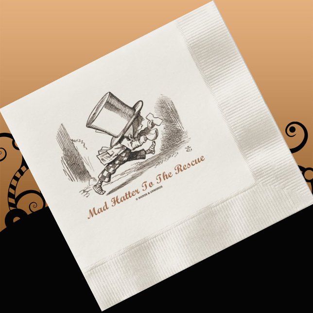 Guardanapo De Papel Mad Hatter Para O Sentimento De Emergência (Let your wry Wonderland side shine at your next event with this "Mad Hatter To The Rescue" napkin)