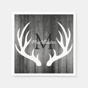 Guardanapo De Papel Madeira cinzenta dos Antlers brancos rústicos dos