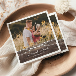 Guardanapo De Papel Madeira de Casamento Russo e Luzes de Cordas