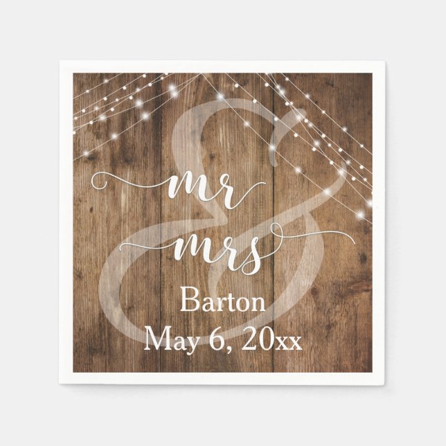 Guardanapo De Papel Madeira marrom rustica, Cordas leves brancas Sr &  (Frente)