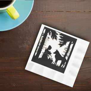 Guardanapo De Papel Madeiras vermelhas do lobo da capa de equitação 