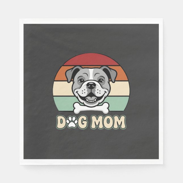 Guardanapo De Papel Mãe de Cachorro Retro Bulldog Vetor (Frente)