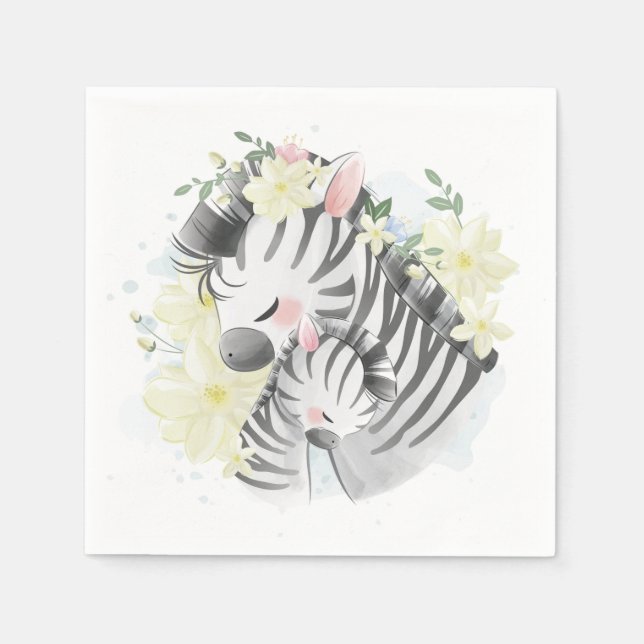 Guardanapo De Papel Mãe e Bebê Zebra Napkins (Frente)