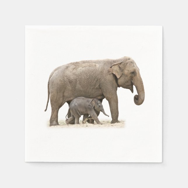 Guardanapo De Papel Mãe e Elefante Bebê (Frente)