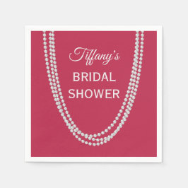Guardanapo De Papel Magenta e Pérolas Chá de panela Napkins