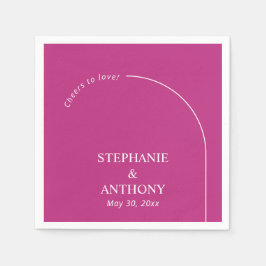 Guardanapo De Papel Magenta Mínima Moderna com Casamento de Arch