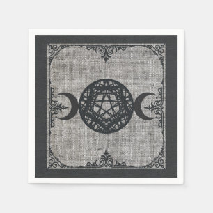 Guardanapo De Papel Magia Negra Triplo Pentagrama da Lua Vintage Wicca