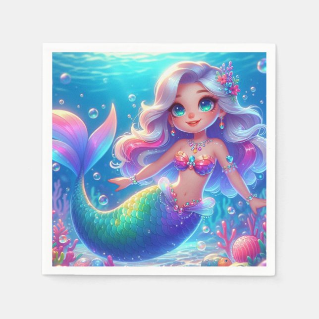Guardanapo De Papel Magia Princesa do Submar Sereia (Frente)