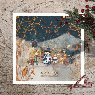 Guardanapo De Papel Mágica Natal Papel Azul Neve Napkin