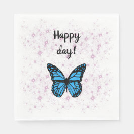 Guardanapo De Papel Magical blue butterfly pink glitter art