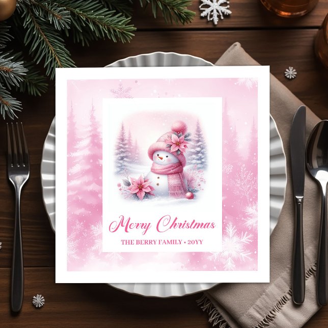 Guardanapo De Papel Magical Pinkmas Kids Winter Scene Cozy Forest Xmas (Magical Pinkmas Kids Winter Scene Cozy Forest Christmas Napkins

)