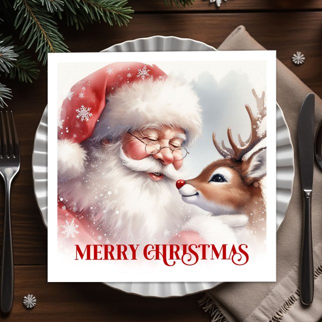 Guardanapo De Papel Magical Santa Rudolph Festive Dinner Napkins (Magical Santa Rudolph Festive Dinner Napkins)