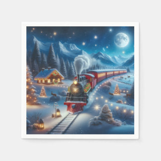 Guardanapo De Papel Magical Snowy Christmas Train Winter Scene