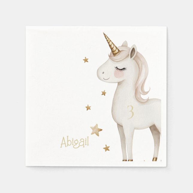 Guardanapo De Papel Magical Unicorn Yellow Birthday Party Cocktail (Frente)