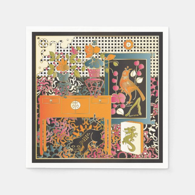 Guardanapo De Papel Mah Jongg Orange Mesa (Frente)